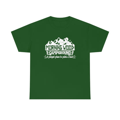 Morning Wood Campground - White - Unisex Heavy Cotton Tee