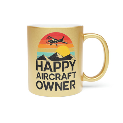 Happy Aircraft Owner - Retro - Metallic Mug (Silver\Gold)