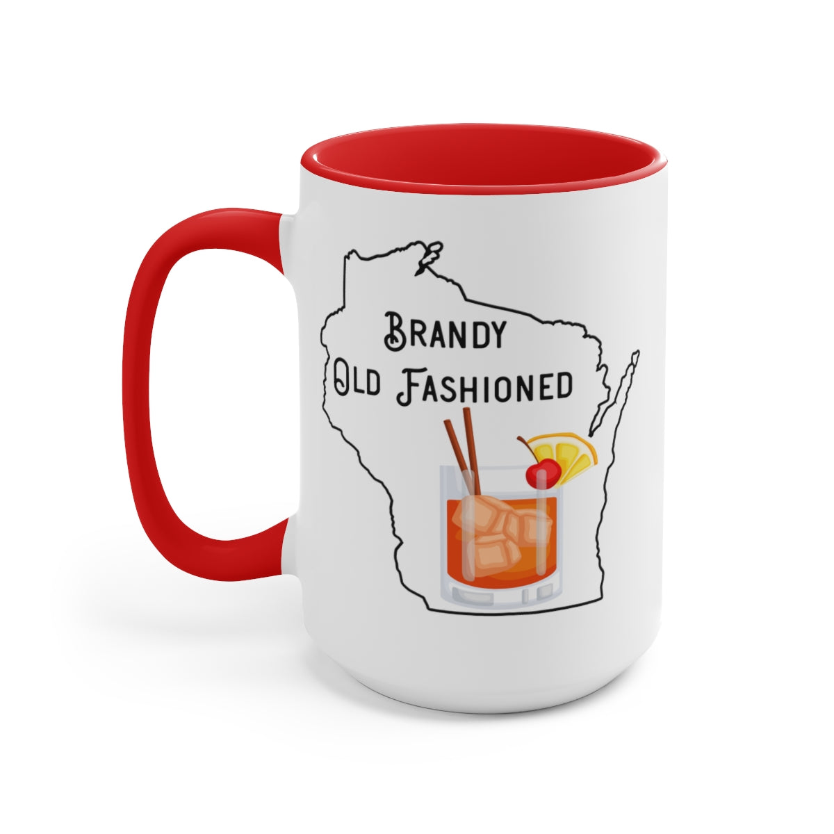 Wisconsin Brandy Old Fashioned - Two-Tone Coffee Mugs, 15oz