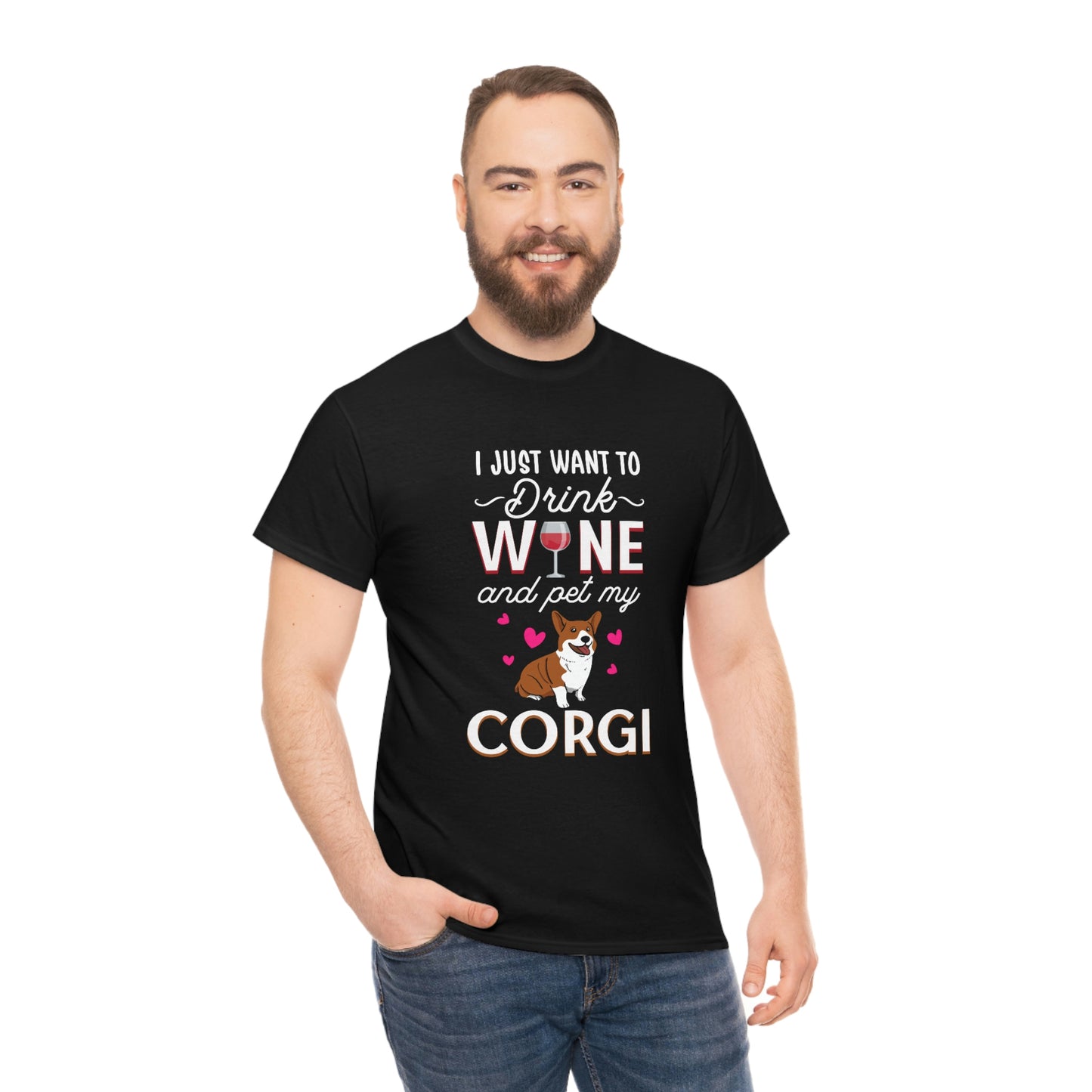 Drink Win And Pet Corgi - Unisex Heavy Cotton Tee