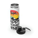 Happy Aircraft Owner - Retro - Stainless Steel Water Bottle, Sports Lid - 18 oz.