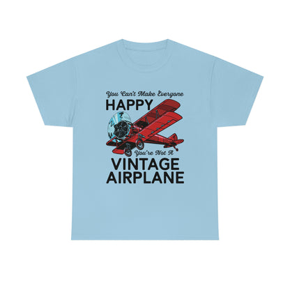 You Can't Make Everyone Happy - Biplane - Black - Unisex Heavy Cotton Tee