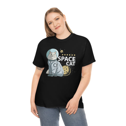 Cute Space Cat - Unisex Heavy Cotton Tee