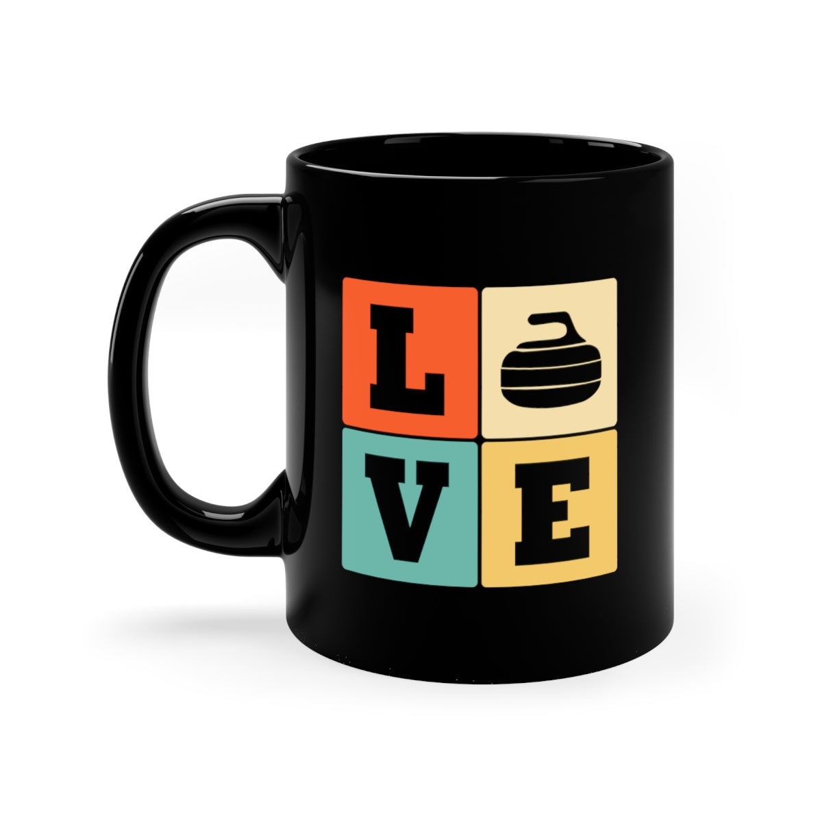 Love - Curling - 11oz Black Mug