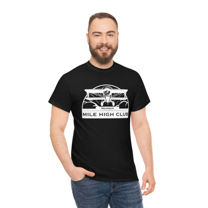 Mile High Club - Biplane - White - Unisex Heavy Cotton Tee