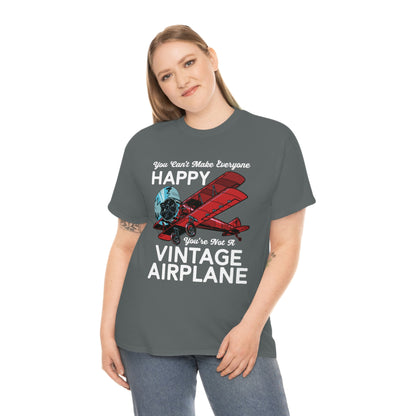 You Can't Make Everyone Happy - Biplane - White - Unisex Heavy Cotton Tee