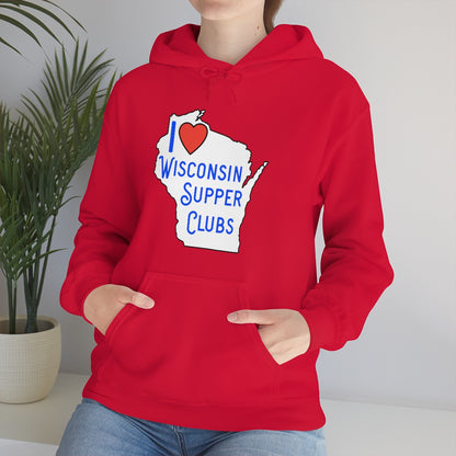 I Love Wisconsin Supper Clubs - Unisex Heavy Blend™ Hooded Sweatshirt