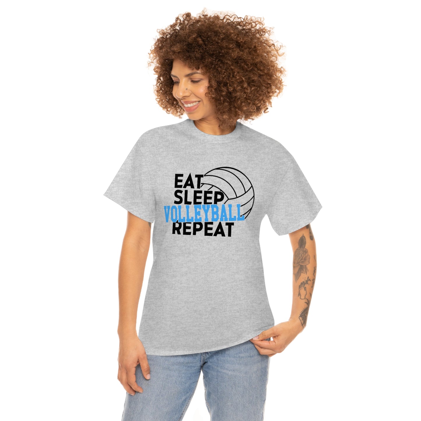 Eat - Sleep - Volleyball - Repeat - Unisex Heavy Cotton Tee