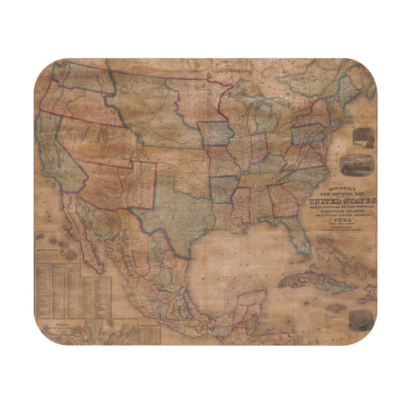 Vintage Map of United States - Mouse Pad (Rectangle)