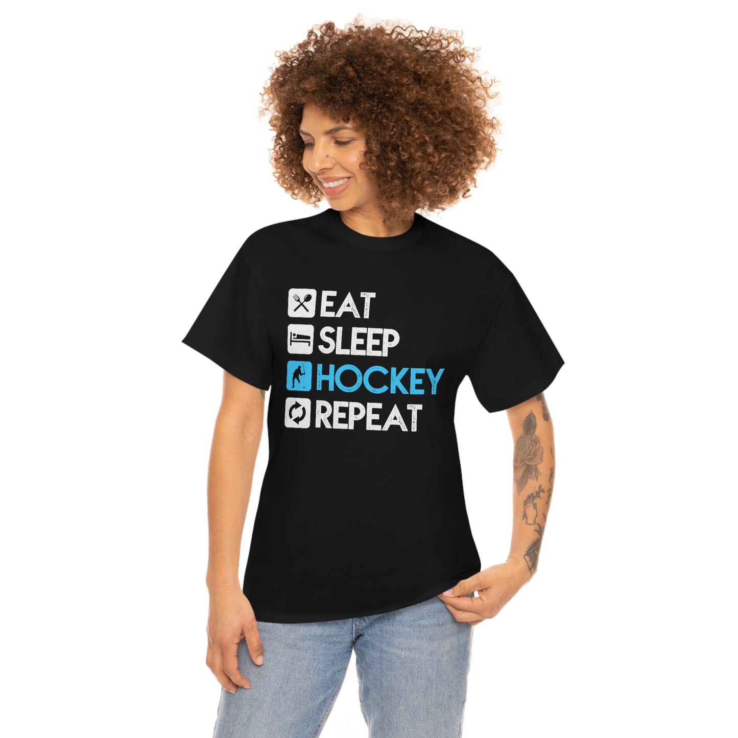 Eat - Sleep - Hockey - Repeat - Unisex Heavy Cotton Tee