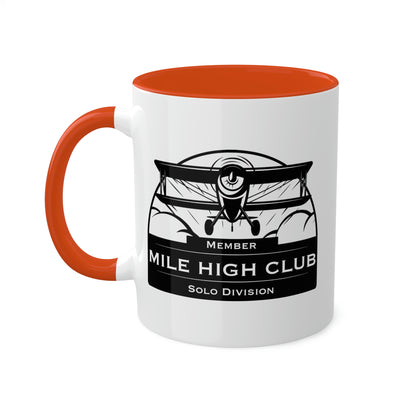 Mile High Club - Biplane - Solo Division - Black  - Colorful Mugs, 11oz