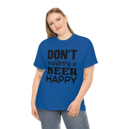 Don't Worry, Beer Happy - Black - Unisex Heavy Cotton Tee