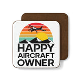 Happy Aircraft Owner - Retro - Hardboard Back Coaster