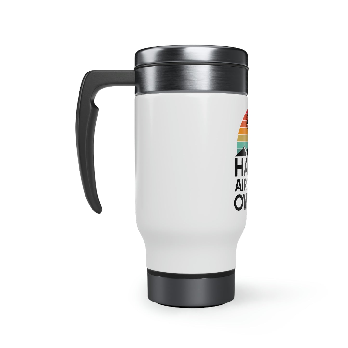 Happy Aircraft Owner - Retro - Stainless Steel Travel Mug with Handle, 14oz