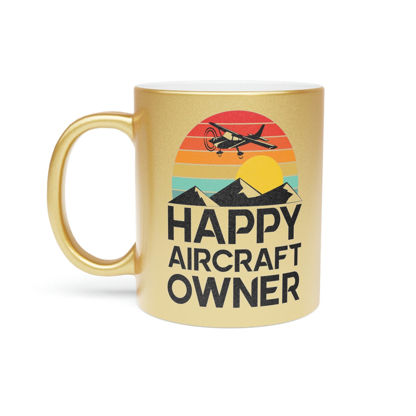 Happy Aircraft Owner - Retro - Metallic Mug (Silver\Gold)