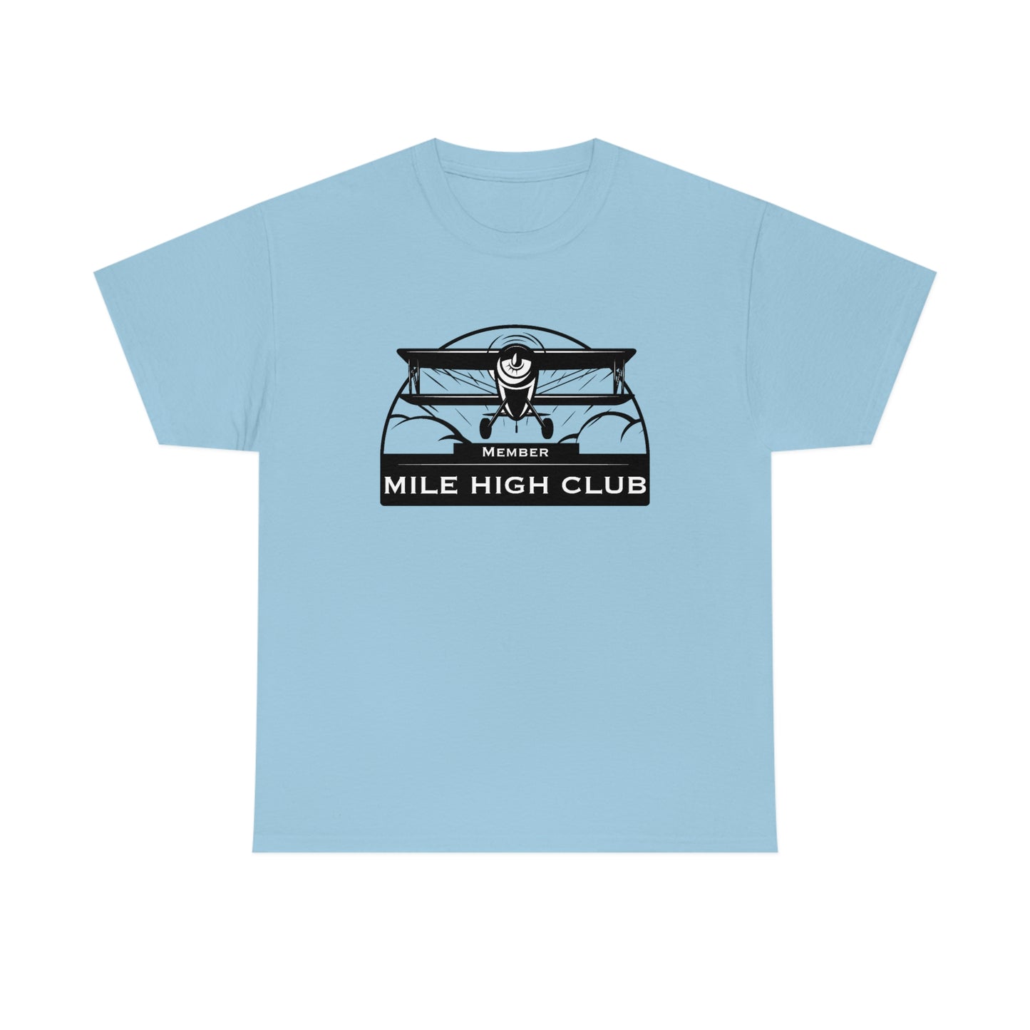 Mile High Club - Biplane - Black - Unisex Heavy Cotton Tee