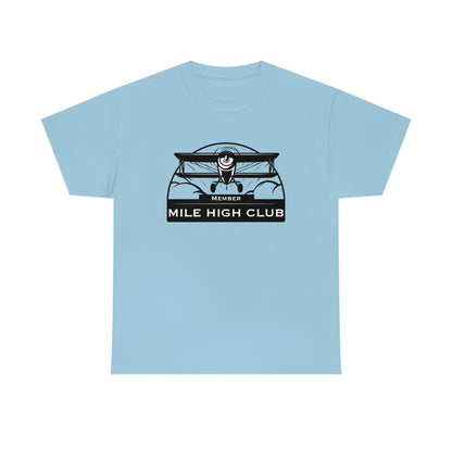 Mile High Club - Biplane - Black - Unisex Heavy Cotton Tee