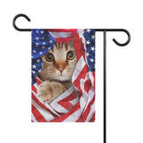 Cat - US Flag - 12" x 18" Garden Flag