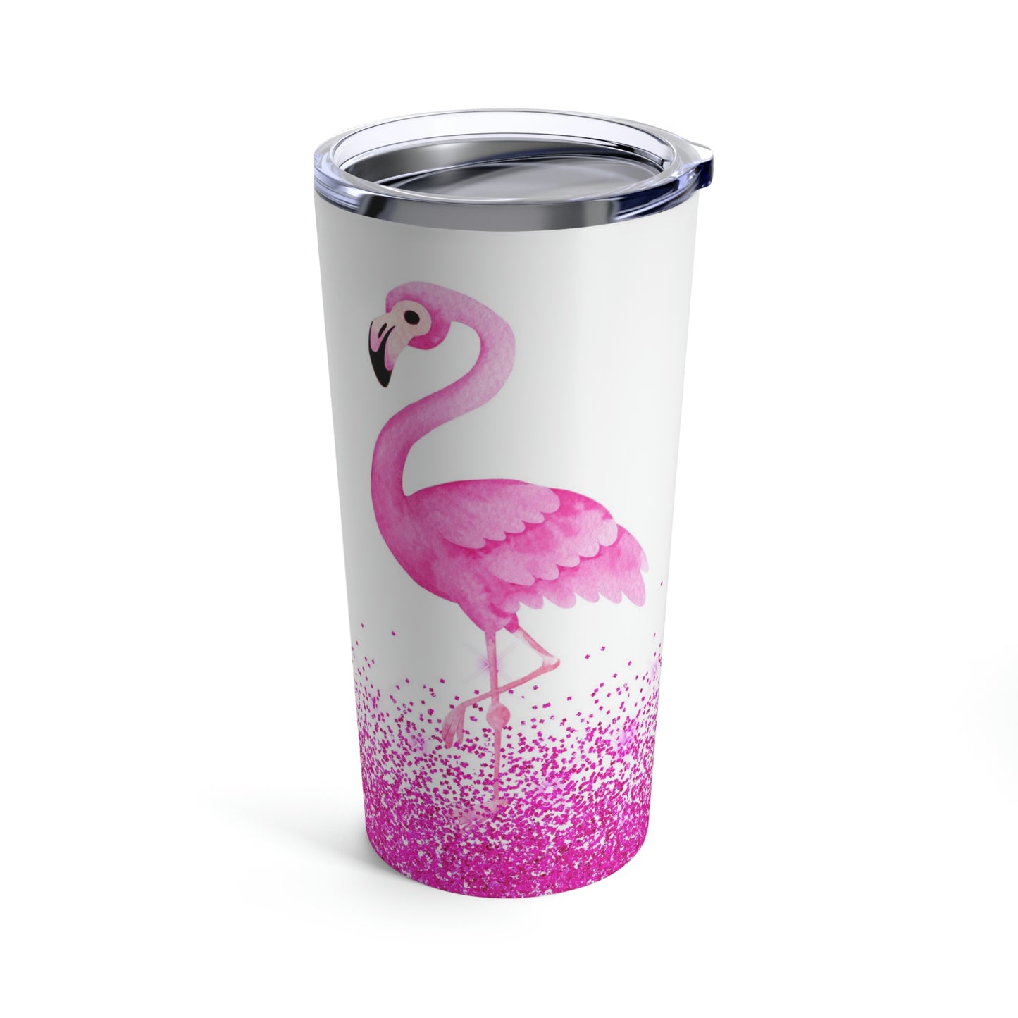 Two Flamingos - Pink Glitter - Tumbler 20oz