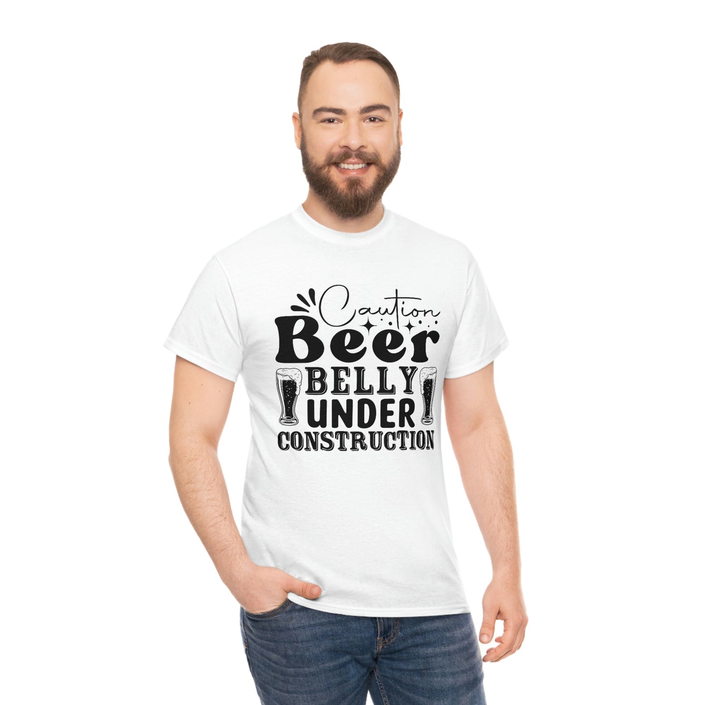 Beer Belly Under Construction - Black - Unisex Heavy Cotton Tee