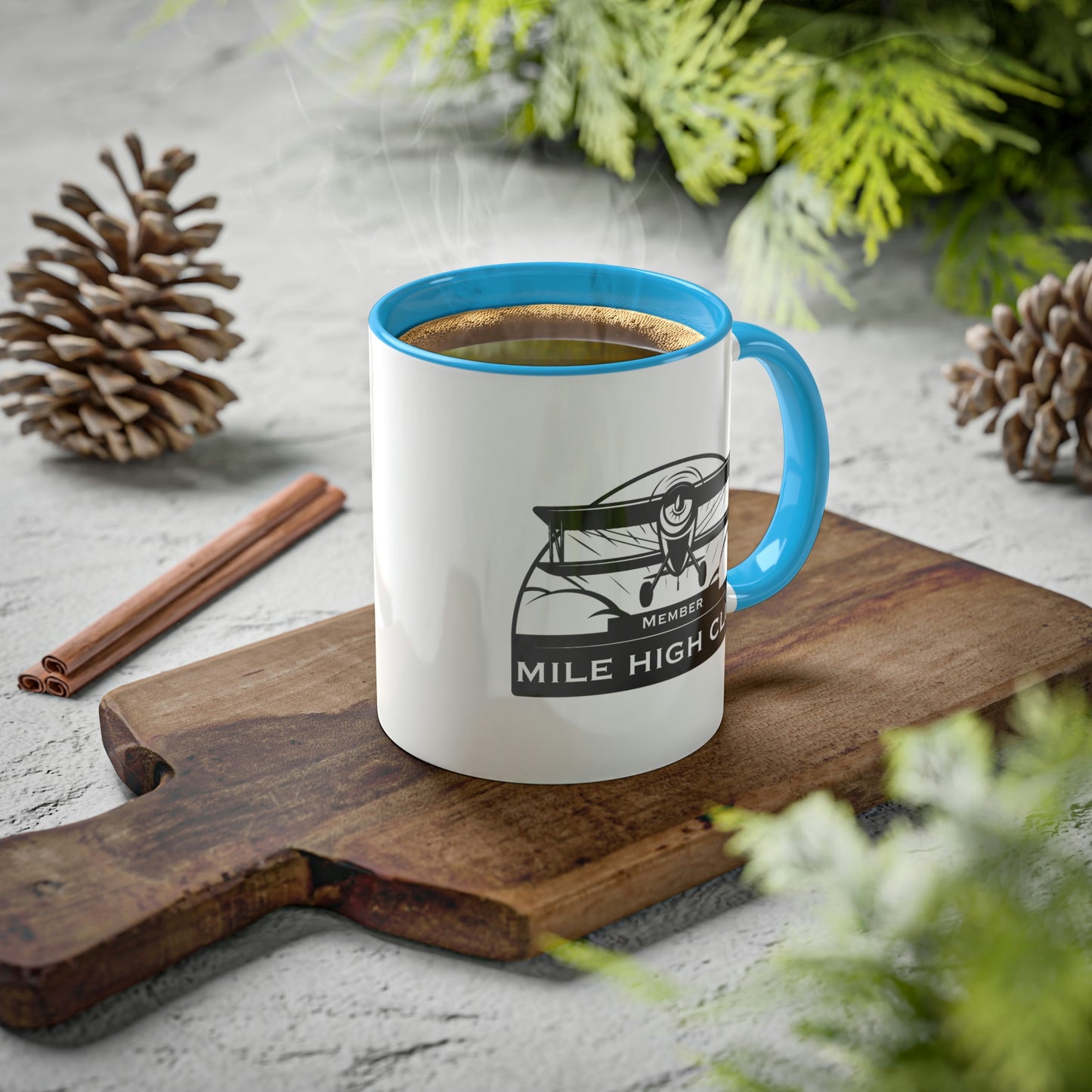 Mile High Club - Biplane - Black  - Colorful Mugs, 11oz