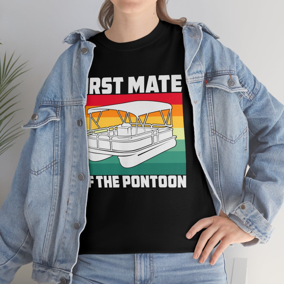 First Mate of the Pontoon - Retro - Unisex Heavy Cotton Tee