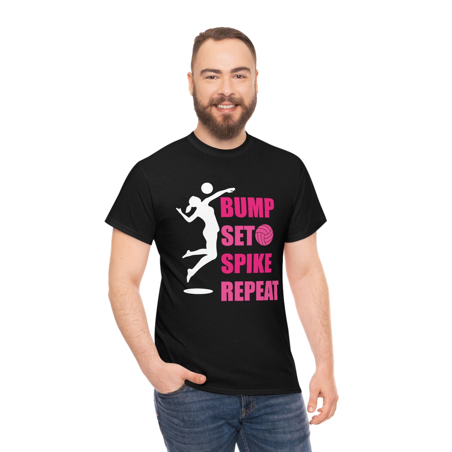 Bump - Set - Spike - Repeat - Unisex Heavy Cotton Tee