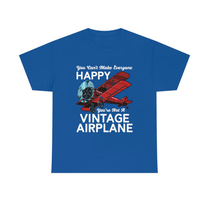 You Can't Make Everyone Happy - Biplane - White - Unisex Heavy Cotton Tee