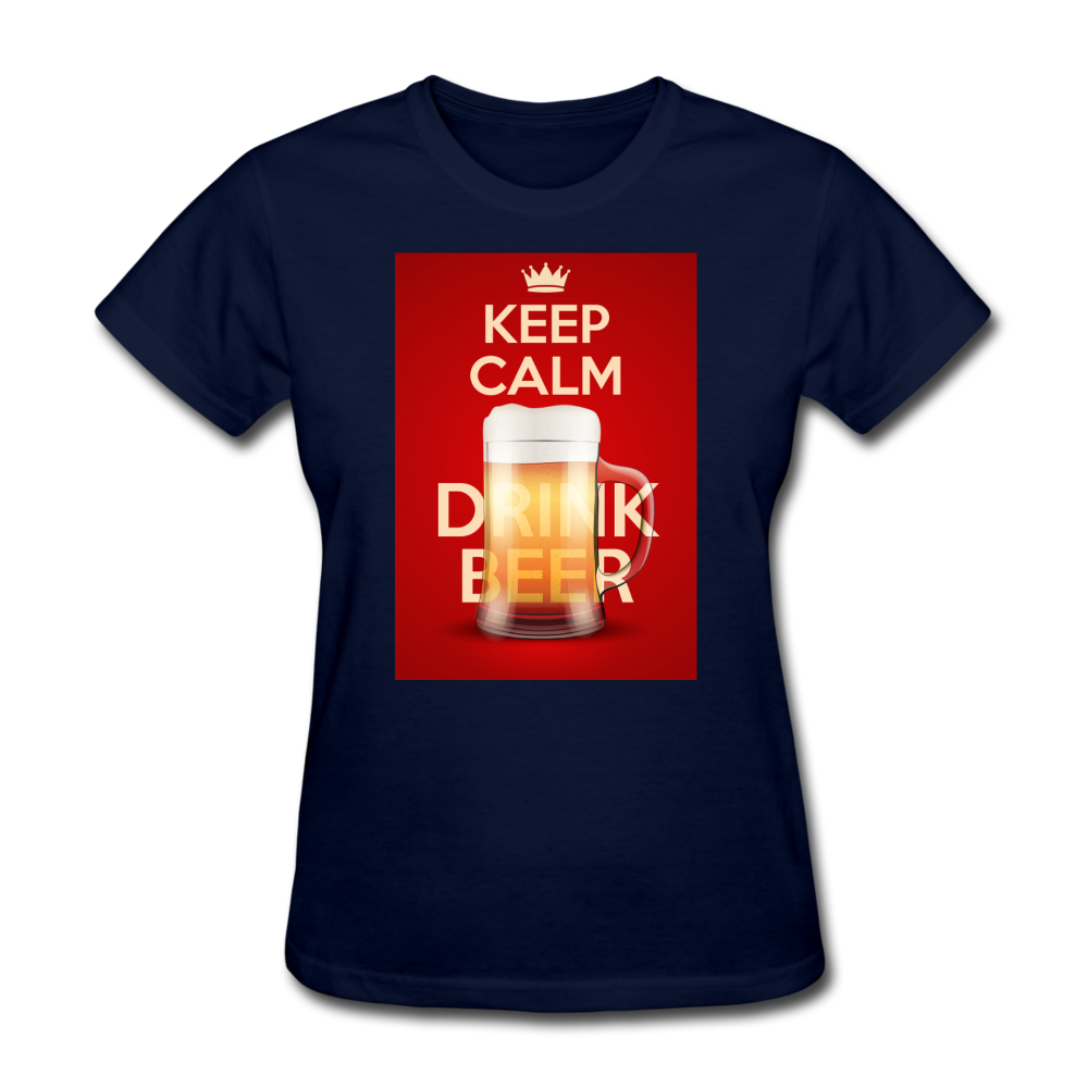 Keep Calm Drink Beer - Women's T-Shirt - navy