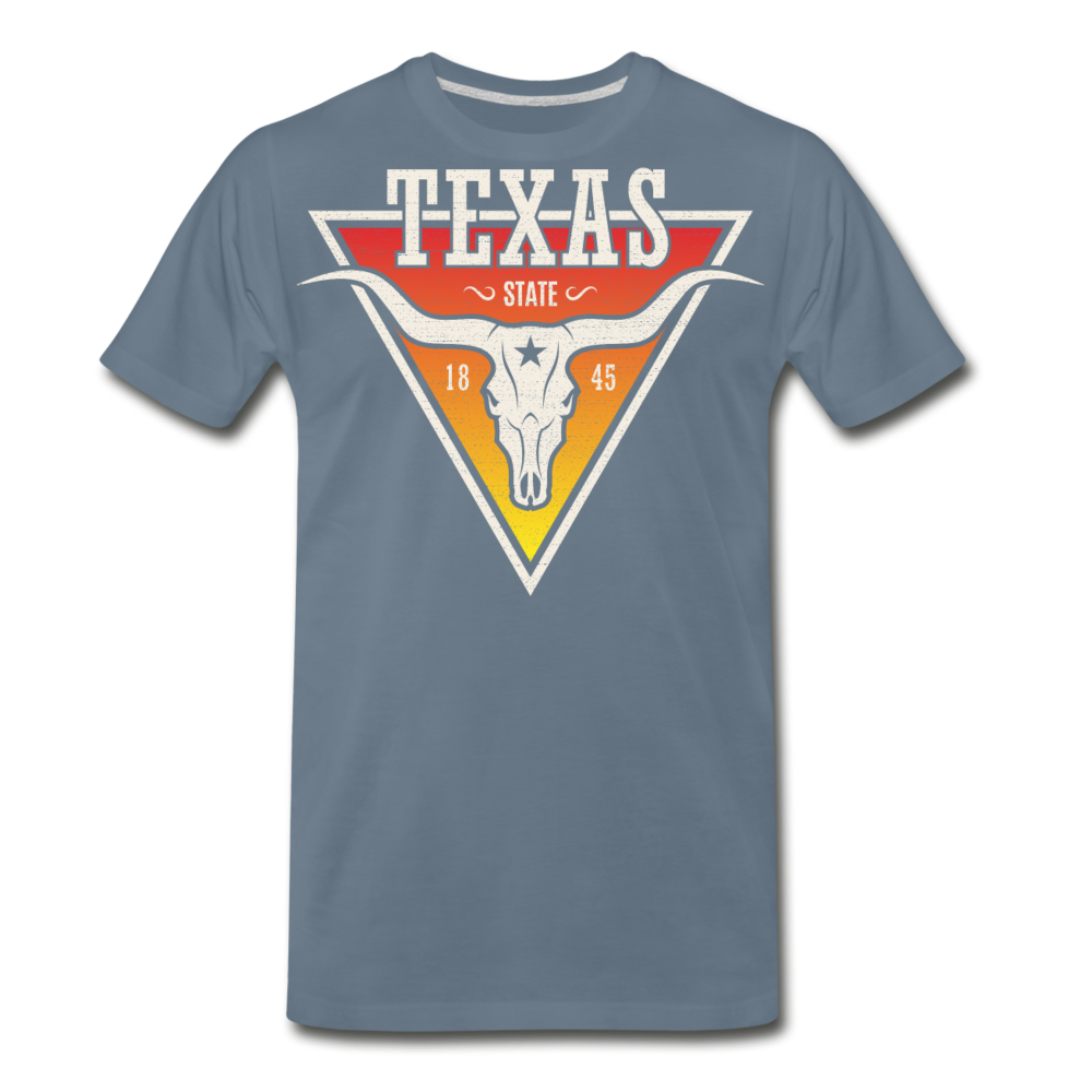 Texas Longhorn Skull - Men's Premium T-Shirt - steel blue