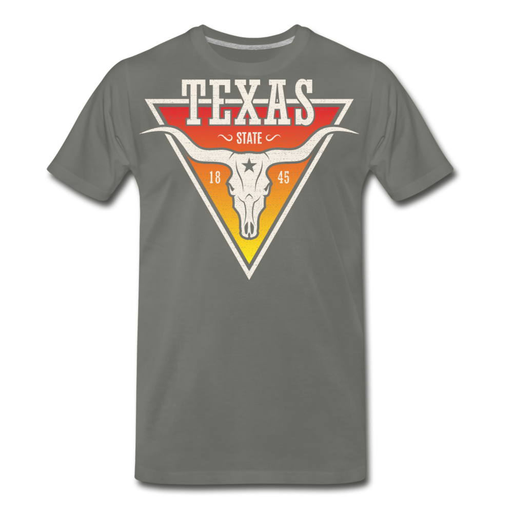 Texas Longhorn Skull - Men's Premium T-Shirt - asphalt gray