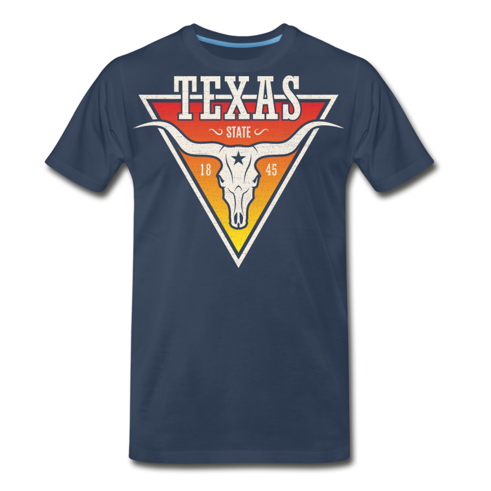 Texas Longhorn Skull - Men's Premium T-Shirt - navy