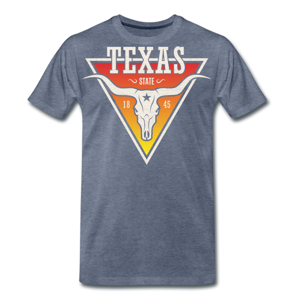 Texas Longhorn Skull - Men's Premium T-Shirt - heather blue