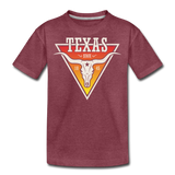 Texas Longhorn Skull - Kids' Premium T-Shirt - heather burgundy