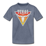 Texas Longhorn Skull - Kids' Premium T-Shirt - heather blue
