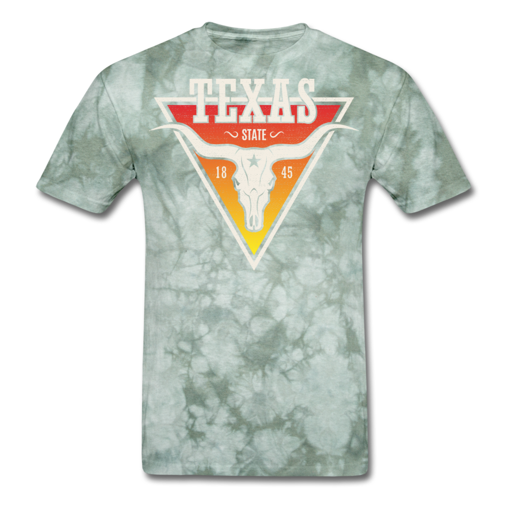 Texas Longhorn Skull - Men's T-Shirt - military green tie dye