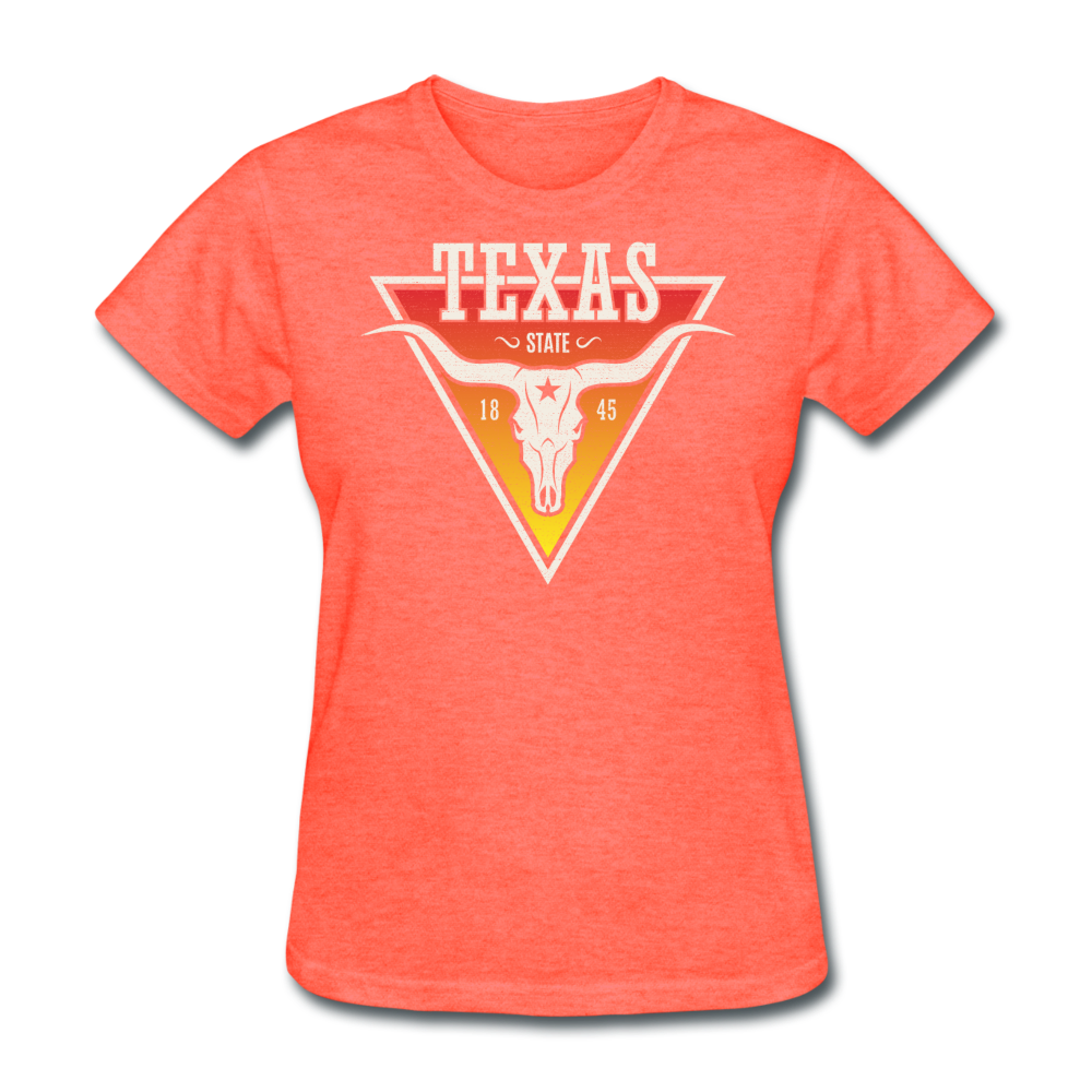 Texas Longhorn Skull - Women's T-Shirt - heather coral