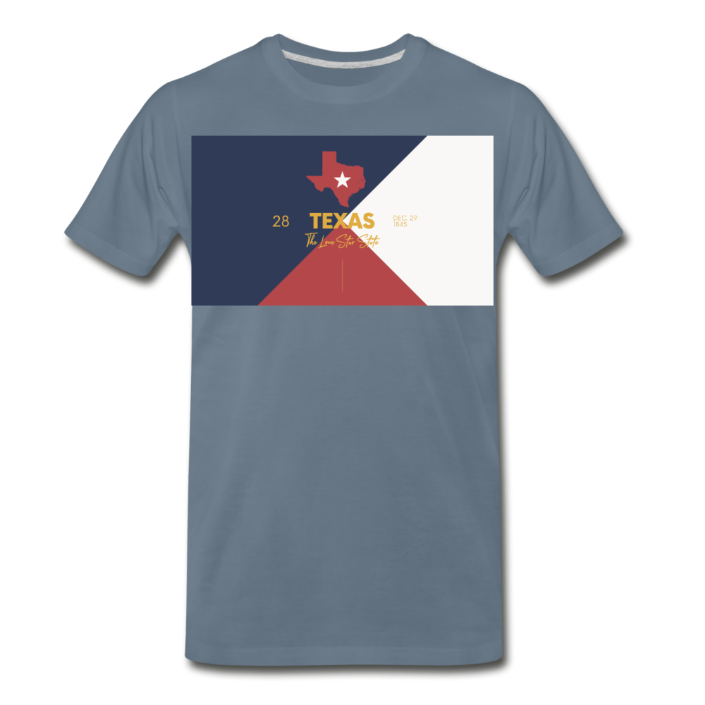 Texas Info Map - Men's Premium T-Shirt - steel blue