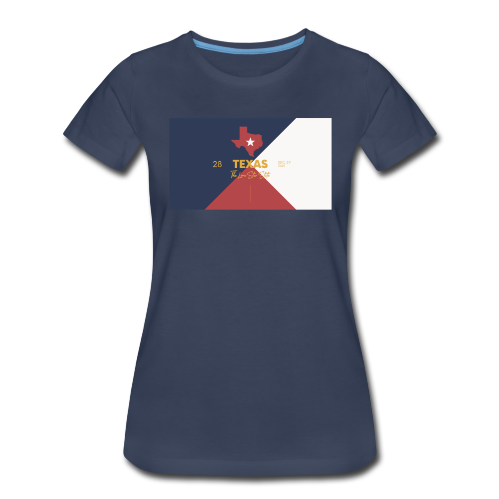 Texas Info Map - Women’s Premium T-Shirt - navy