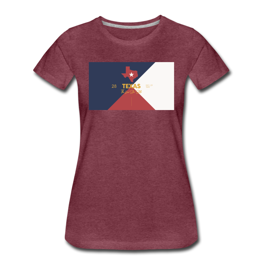 Texas Info Map - Women’s Premium T-Shirt - heather burgundy