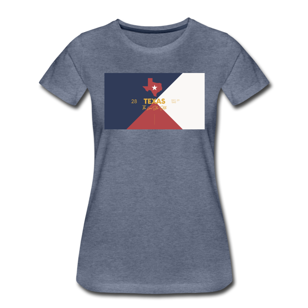 Texas Info Map - Women’s Premium T-Shirt - heather blue