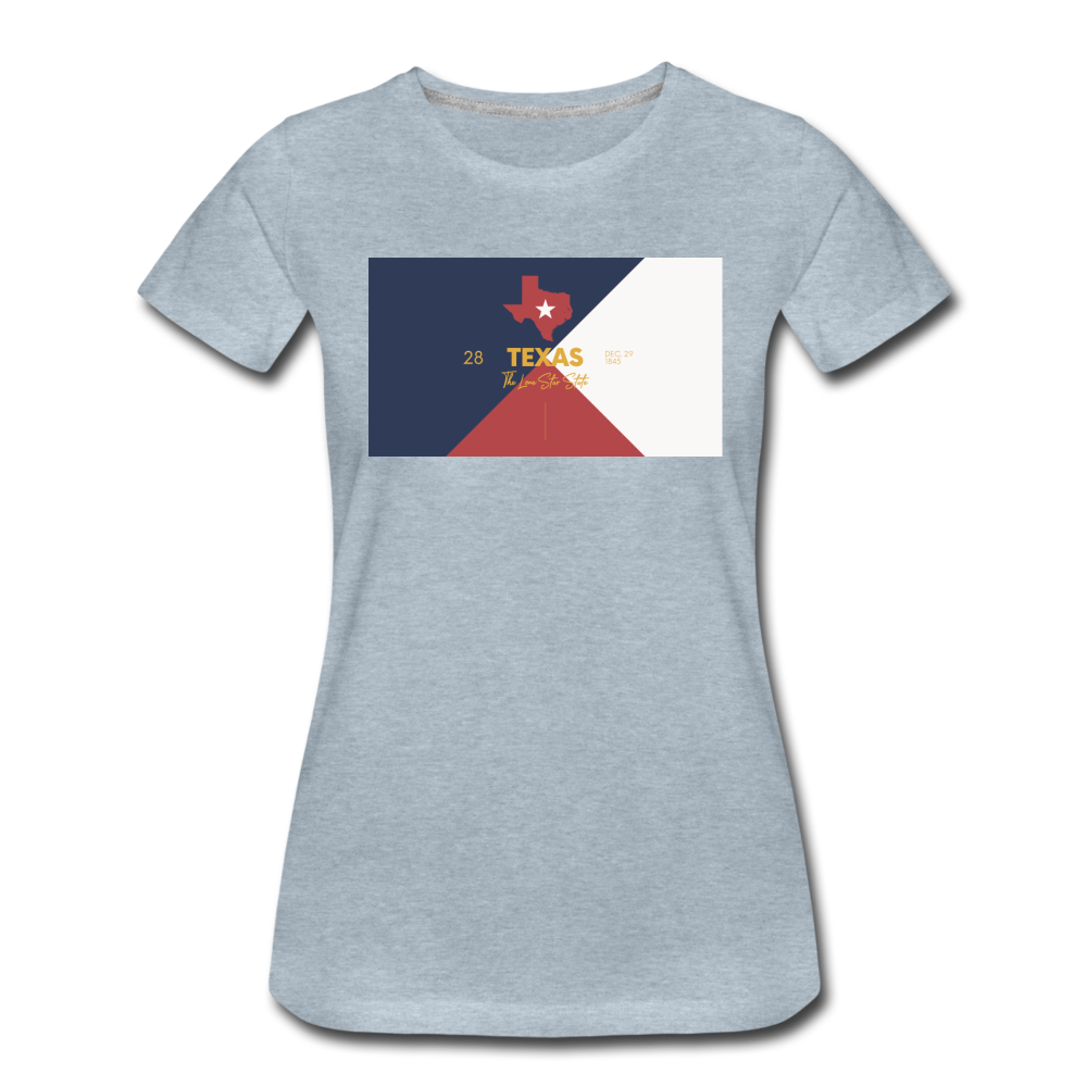 Texas Info Map - Women’s Premium T-Shirt - heather ice blue