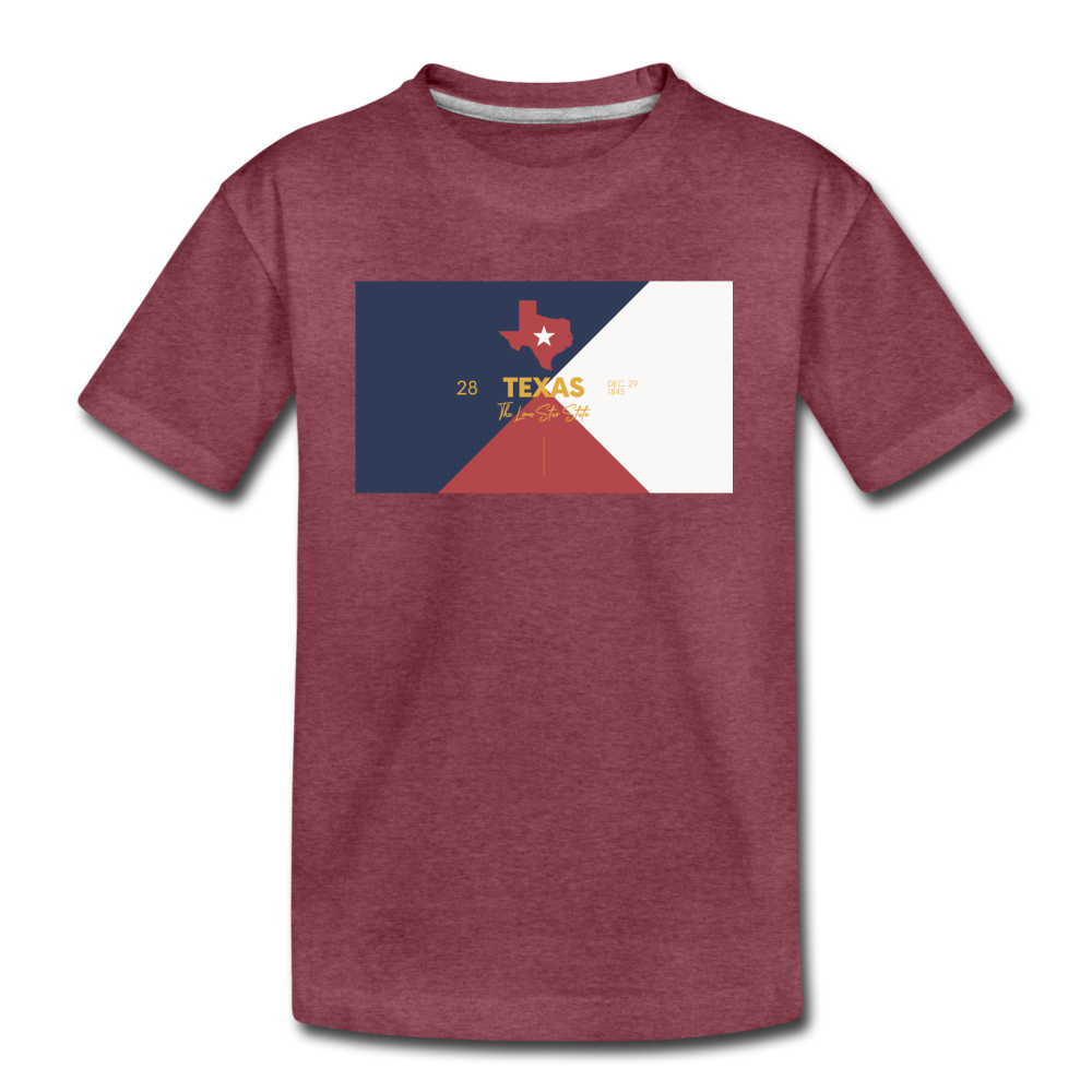 Texas Info Map - Kids' Premium T-Shirt - heather burgundy