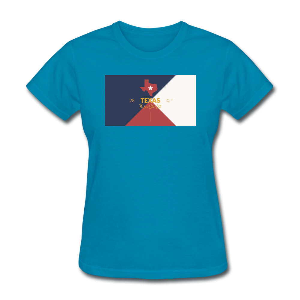 Texas Info Map - Women's T-Shirt - turquoise