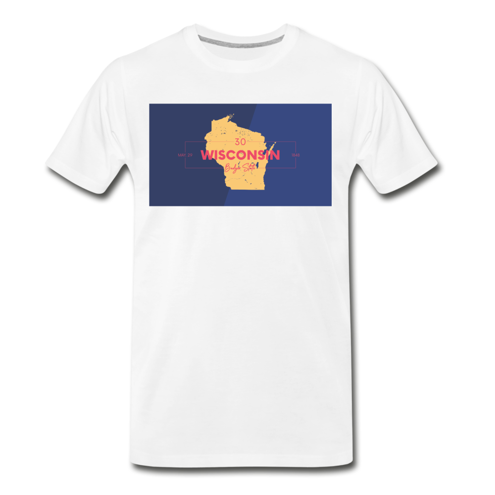 Wisconsin Info Map - Men's Premium T-Shirt - white