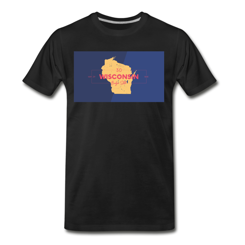 Wisconsin Info Map - Men's Premium T-Shirt - black