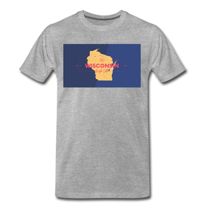 Wisconsin Info Map - Men's Premium T-Shirt - heather gray