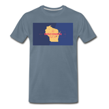 Wisconsin Info Map - Men's Premium T-Shirt - steel blue