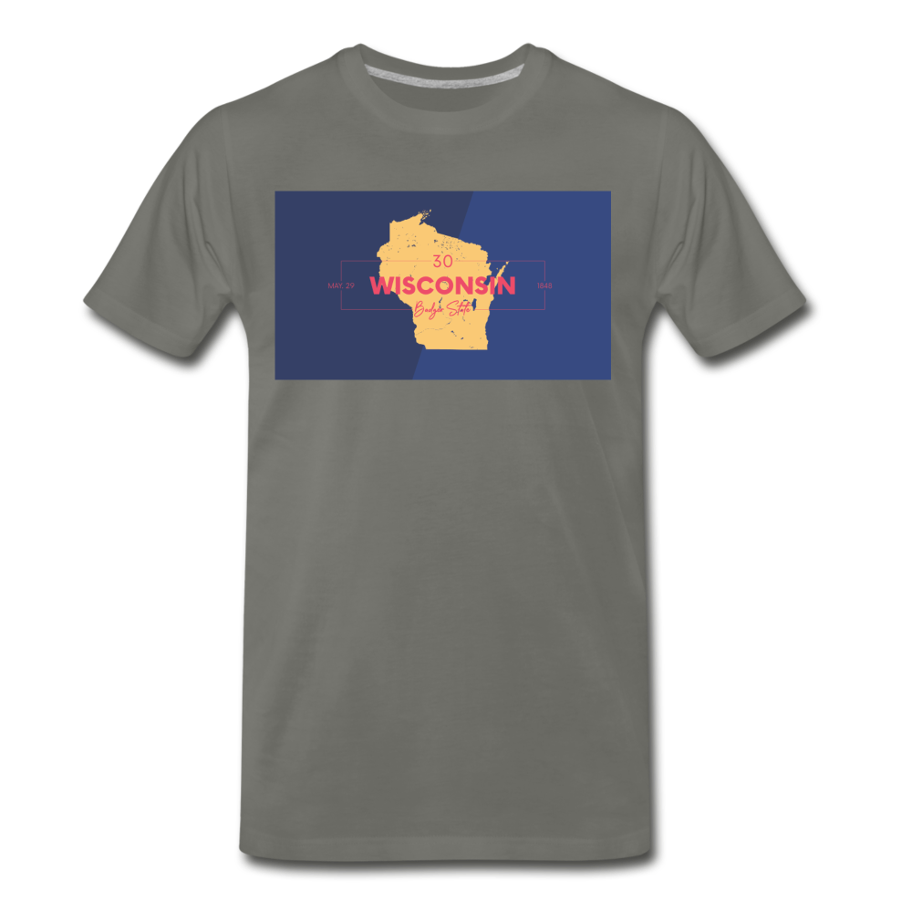 Wisconsin Info Map - Men's Premium T-Shirt - asphalt gray