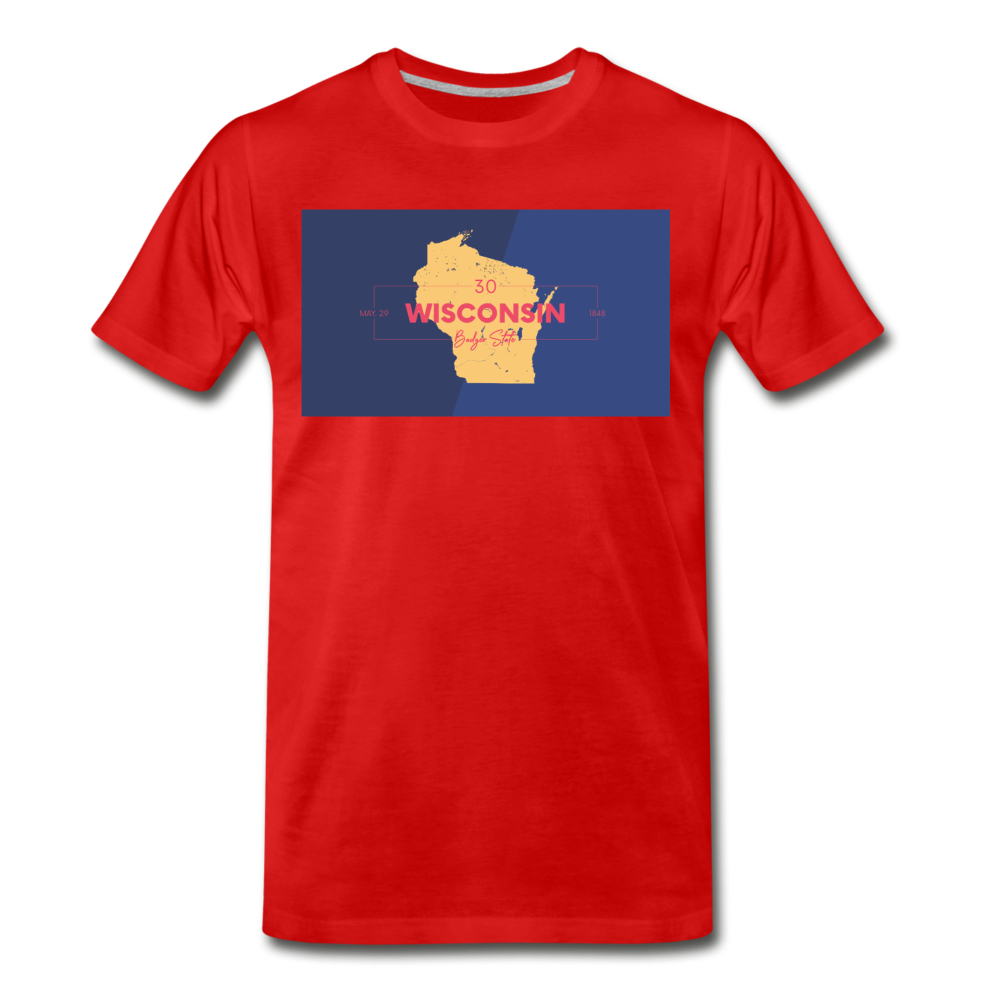 Wisconsin Info Map - Men's Premium T-Shirt - red